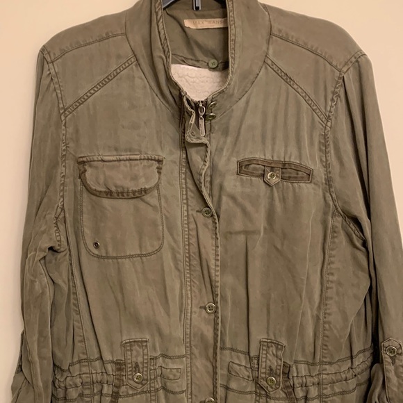 Insulated Military Cargo Jacket Max Jeans Olive Green Utility Jacket - Picture 16 of 16